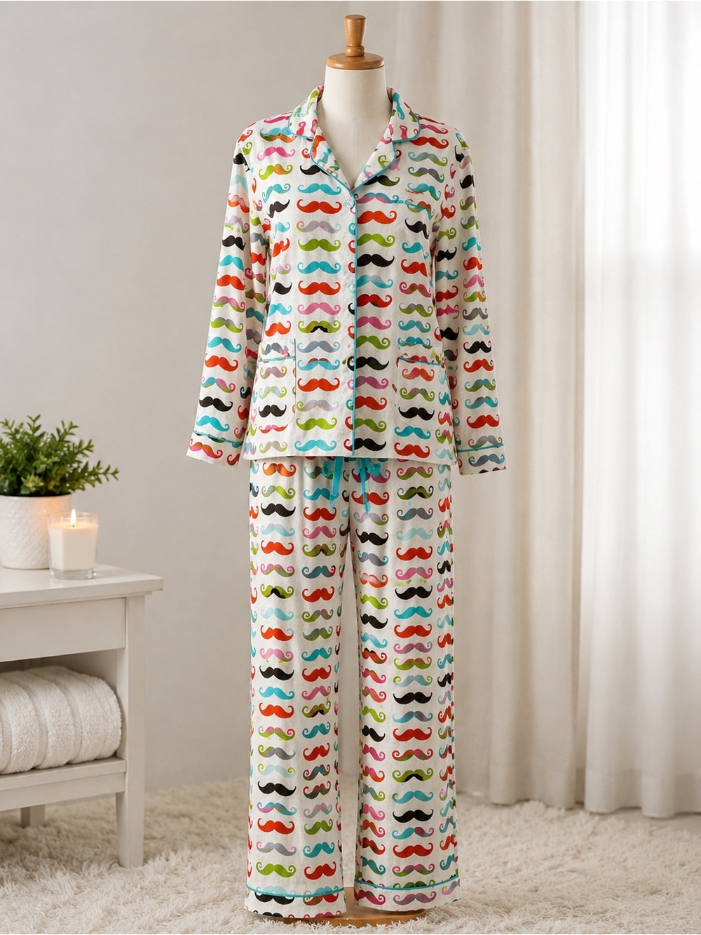 PJ Salvage Plush Pajama Set Cozy Retro Lounge Sleepwear Size Large